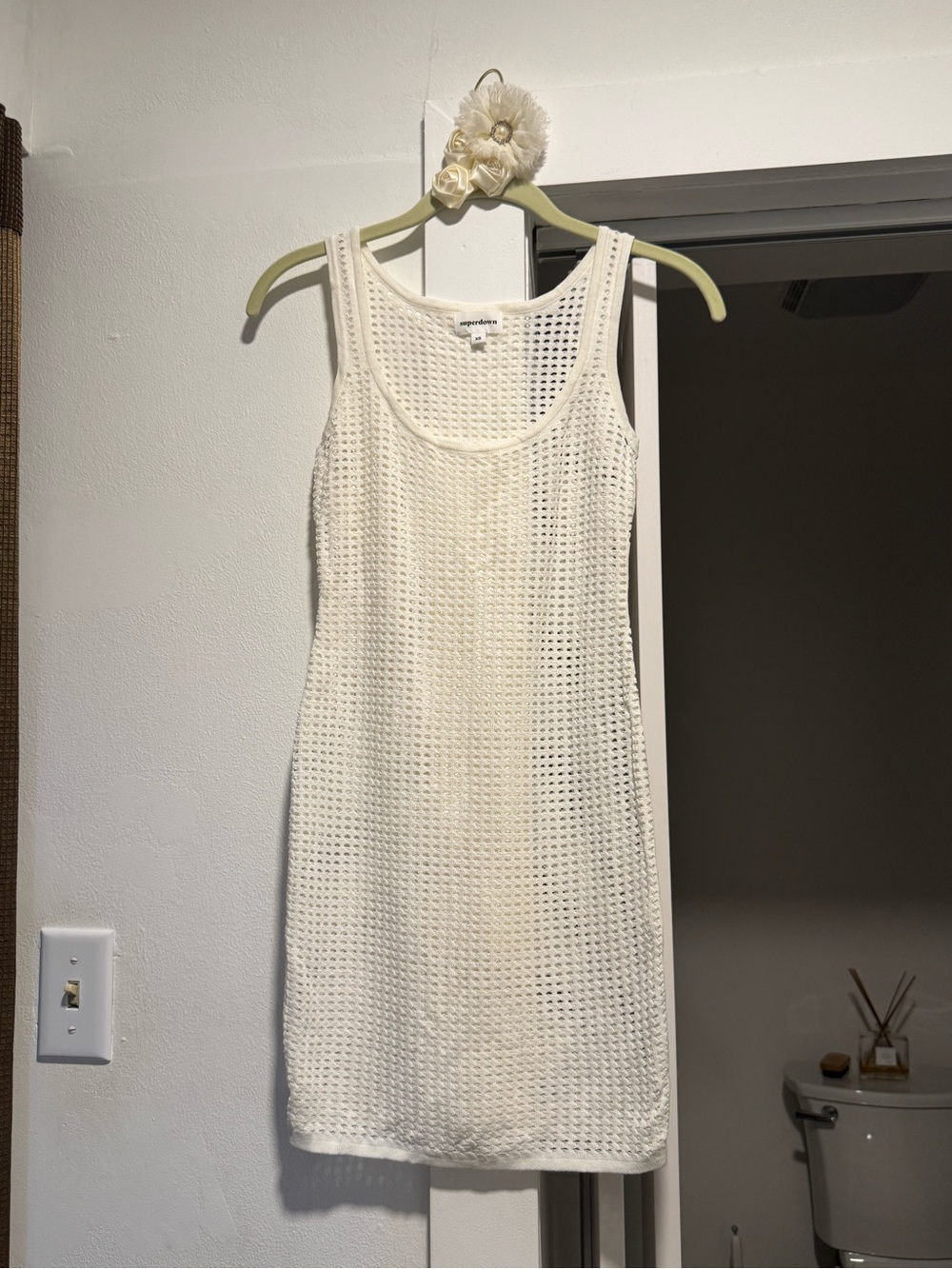 superdown Ivory Mesh Tank swim cover up